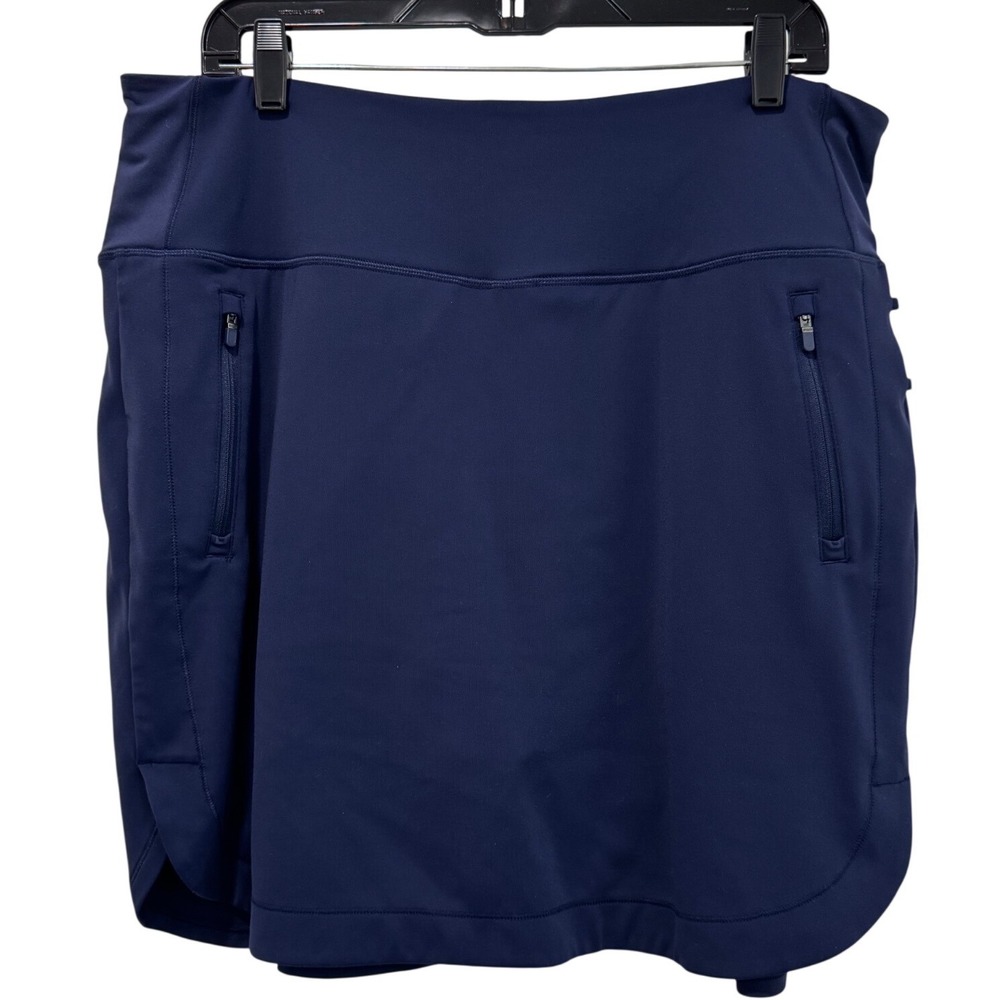 Athleta Fairway Golf Skort 18" Navy Blue Womens XL Active Tennis Skirt Pockets